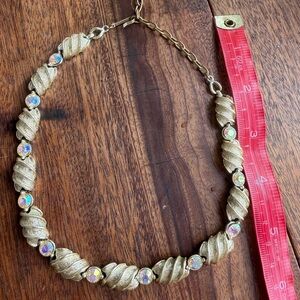 Vintage gold tone rhinestone choker necklace 1920’s